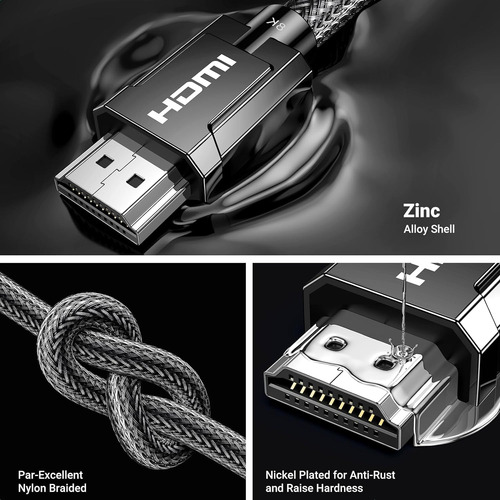 Cable Hdmi 2.1 8k 48gbps 3m Compatible Hdcp Hdr Earc Ugreen