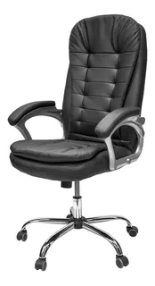 Silla Oficina Ejecutivo Reclinable Tipo Cuero Homeoffice Color Negro