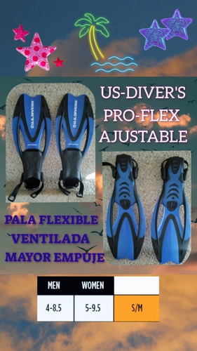 Chapaletas Us-diver's Proflex Talla S/m Ajustable 