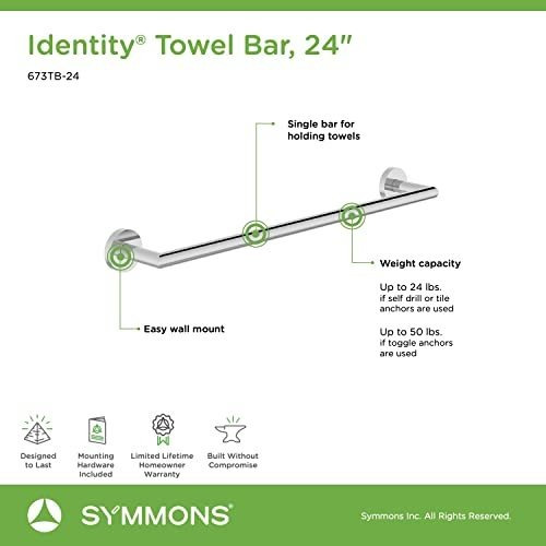 Symmons 673tb-24 Identity 24 Pulgadas Toallero Montado En La