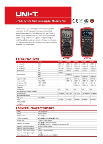 Combo Multímetro Ut139s + Pinza Amperométrica Ut201+ Plus