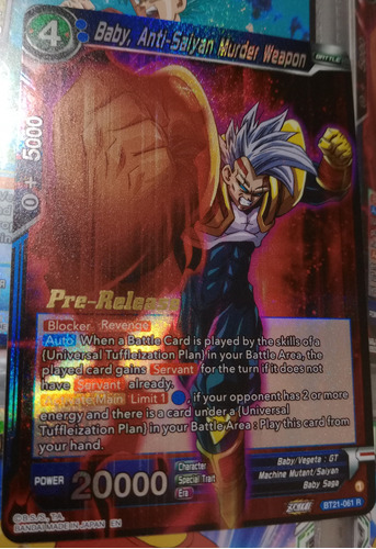 Baby, Anti-saiyan Murder Weapon Carta Brillante Dragón Ball 