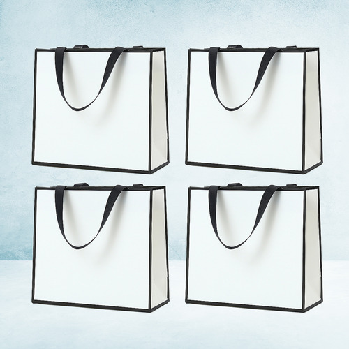 Bolsa De Papel Horizontal Blanca Para Regalo, Joyería, 4 Uni