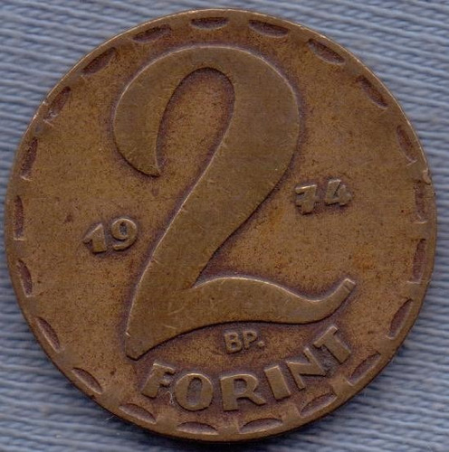 Imagen 1 de 2 de Hungria 2 Forint 1974 * Republica Del Pueblo *