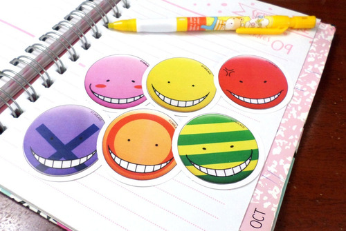 Set De 6 Stickers Circulares Anime Assassination Classroom