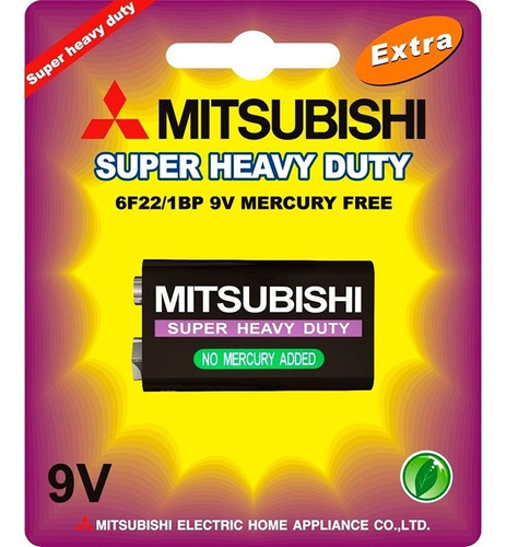 Pila Batería 9v Super Heavy Duty Mitsubishi Caja 10 Unidades
