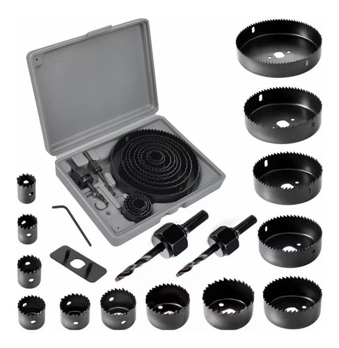 Imagen 1 de 5 de Set Brocas Escalonadas Broca Avellanadora Sierra Copas 17pcs