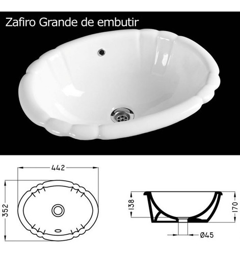 Bacha Baño Cordenons Zafiro Grande De Embutir Blanco