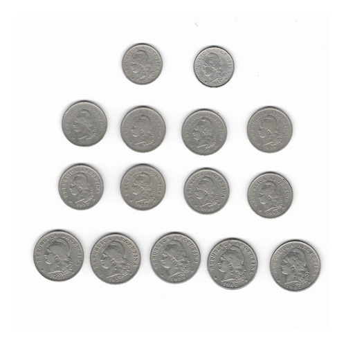 Ltc028: Lote 15 Monedas Diferentes 5, 10, 20 Cts. Siglo Xx.