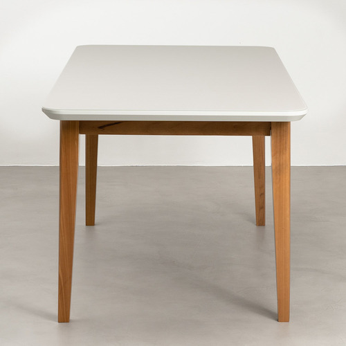 Mesa De Jantar 6 Lugares 1,60m Tampo Mdf E Vidro Pés Wt