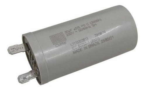 Capacitor Weg 30uf Com Terminal Para Motor 127v Tanquinho