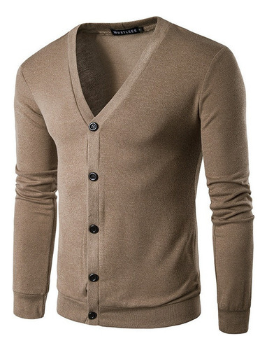 Camisa Slim Casual Hombre, Suéter Cárdigan Negro Miveni