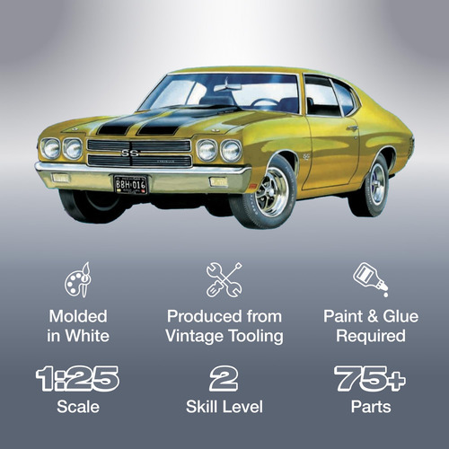 Kit De Modelo Amt 1970 Chevy Chevelle Ss A Escala 125 Transparente/blanco