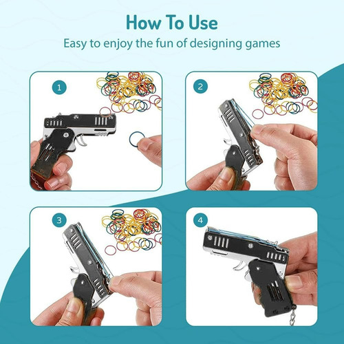 Pistola De Gomas,elasticas Lanza Goma De Juguete Mini Metal