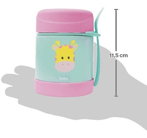 Pote Termico Infantil Bebe Aço Inox Animais C/ Colher Buba