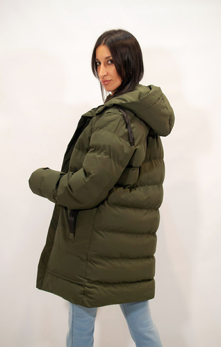 Campera Mujer Inflada Parka Larga Abrigada Invierno Capucha