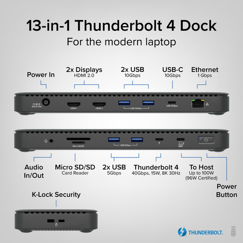 Estación De Acoplamiento Thunderbolt 4 Tbt4-ud5 Con Carga De