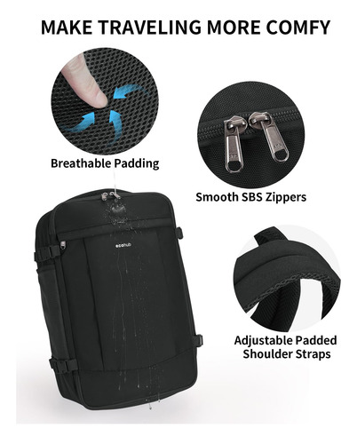 Mochila De Viaje Ecohub De 30 Litros Con Carga Usb Para Portátil De 15,6 Pulgadas, Color Azul