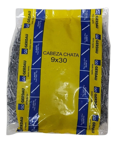 Clavos Punta Fina Cabeza Chata 9 X 30 Por 1 Kg Gerdau