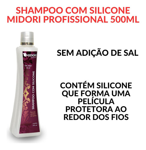 Shampoo Com Silicone 500ml Para Cabelos Com Quimicas Midori