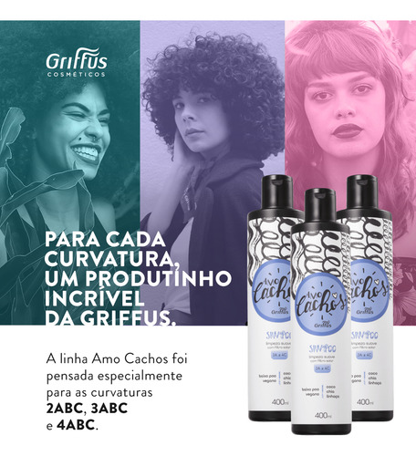 Shampoo Coco Chia Linhaça Amo Cachos Griffus Vegano Sem Sal