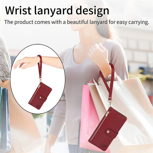 Funda De Piel Tipo Cartera Para Samsung Galaxy S25 S24 S23 S22 S21 S20, Color Rojo