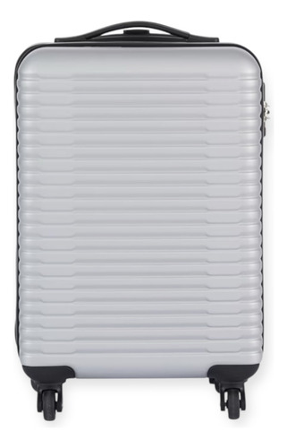 Valija De Viaje Grande L 4 Ruedas Color Plata Importadas Plateado Acanaladas