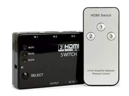 Hub Switch 3x1 Com Controle 3 Portas Hdmi Tv Smart Ps4 Xbox