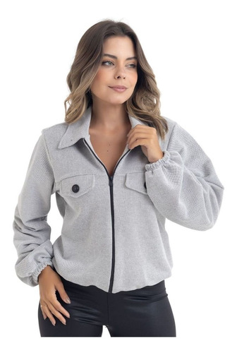 Casaco Feminino De Moletom Quentinho Inverno Com Ziper 2575