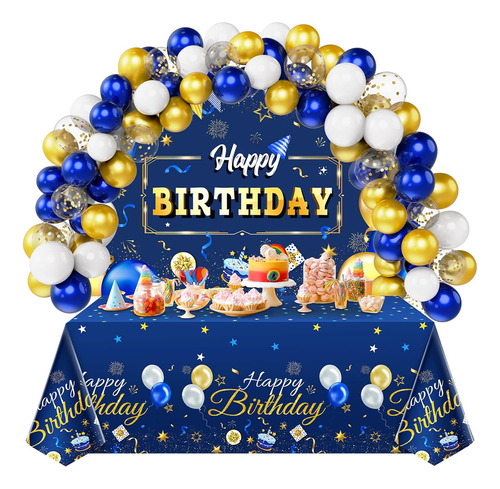 Kit De Globos De Confeti Para Decoración De Cumpleaños Azul 