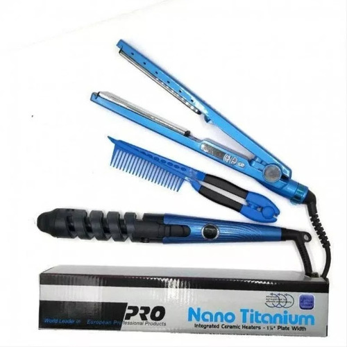 Plancha Pelo Para Nano Titanium,combo Rizador Peine 