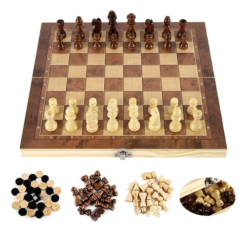 Juego De Ajedrez De Madera Plegable Magnética Tabla Grande