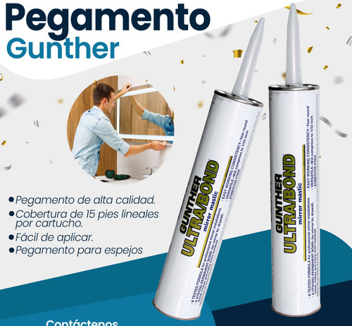 10 Gunther Ultrabond Pegamento Para Lunas Espejos Transparente