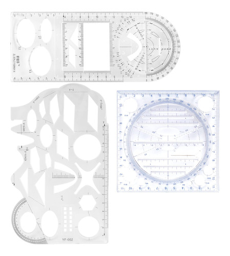 Regla Dibujo Multifuncion 3 Geometrica Multifuncional