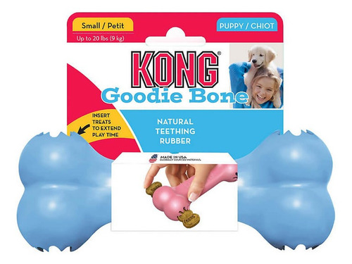 Imagen 3 de 7 de Hueso Goodie Cachorro Kong Talla S - Celeste Y Rosado