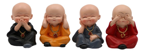 Set De 4 Budas Monjes Con Collar 7x5cm Ltf Shop 