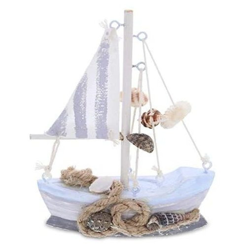 Mini Moonlight Sailboat Decor  Handmade Wooden Boat Dec...