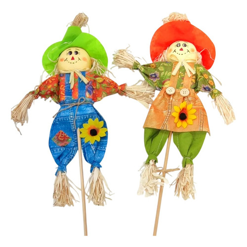 2x Espantapájaros Miniatura Decoración Jardín Macetero 55cms