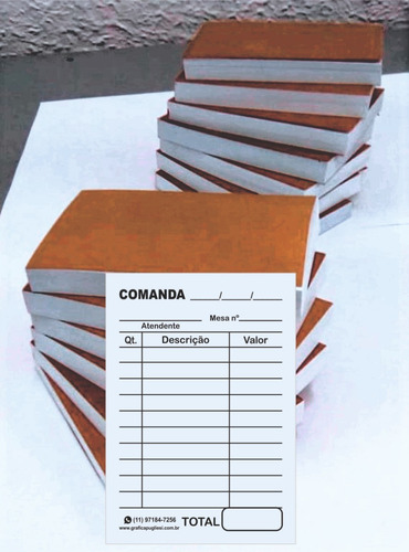 Imagem 1 de 2 de 500 Blocos Comanda Lanchonete Restaurante 100 Folhas 7x10