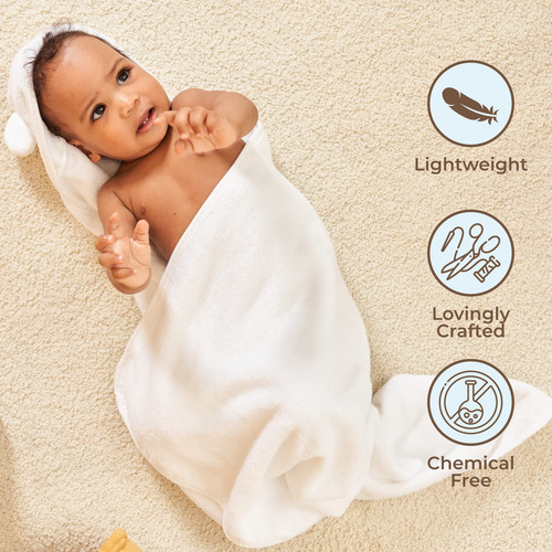 Toalla De Baño Con Capucha Para Bebé Y Niño 35x35 Blanco Nombre Del Diseño