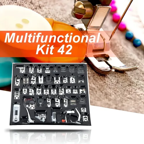 Kit 42 Pie Prensatelas Maquinas Coser Singer Brother Panavox Color Plateado