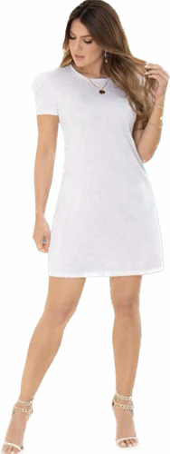 Vestido Semi Holgado Marca Carmel Talla M/l Blanco