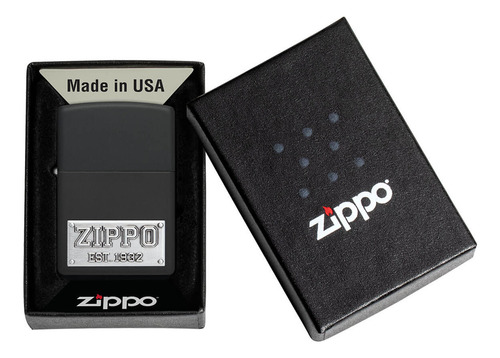 Encendedor Zippo Negro Emblema Zippo Since 1932