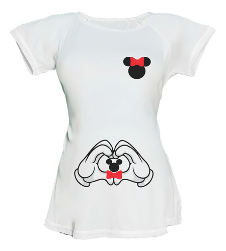 Blusa Para Embarazo Ranglan - Toon Mickey Minnie Love