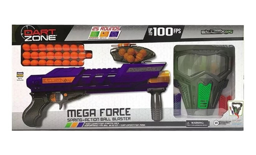 Pistola Rifle Dart Zone Mega Force + Mascara + 25 Bolas