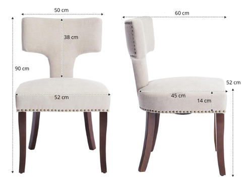 Silla De Comedor Estilo Exclusivo Premium Liso Marrón Crema