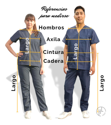 Ambo Clasico Cuello V, Cargo Dos Bolsillos Velcro T42-48 Azul Lisa 44