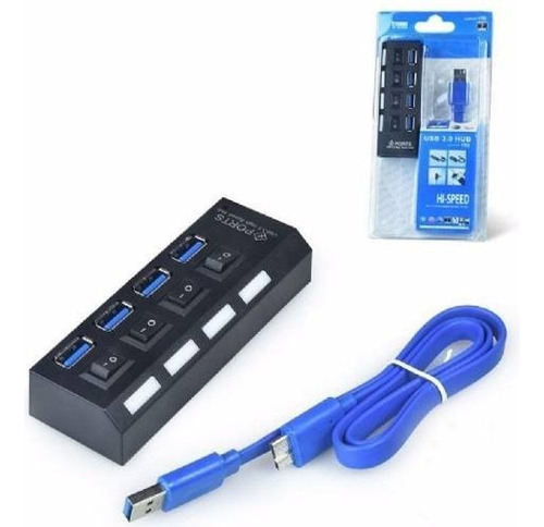 Hub Usb 3.0 4 Portas Com Switch E Led Indicador Suporta 1tb
