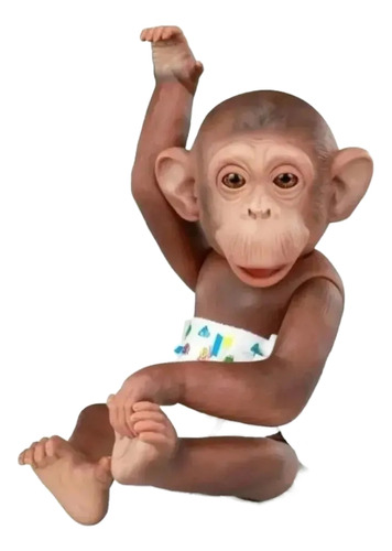Boneco Bebê Macaco Little Caco Com Mamadeira Fralda E Banana