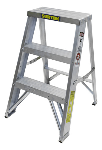 Escalera Tipo Taburete De Aluminio Con 2 Peldaños Surtek